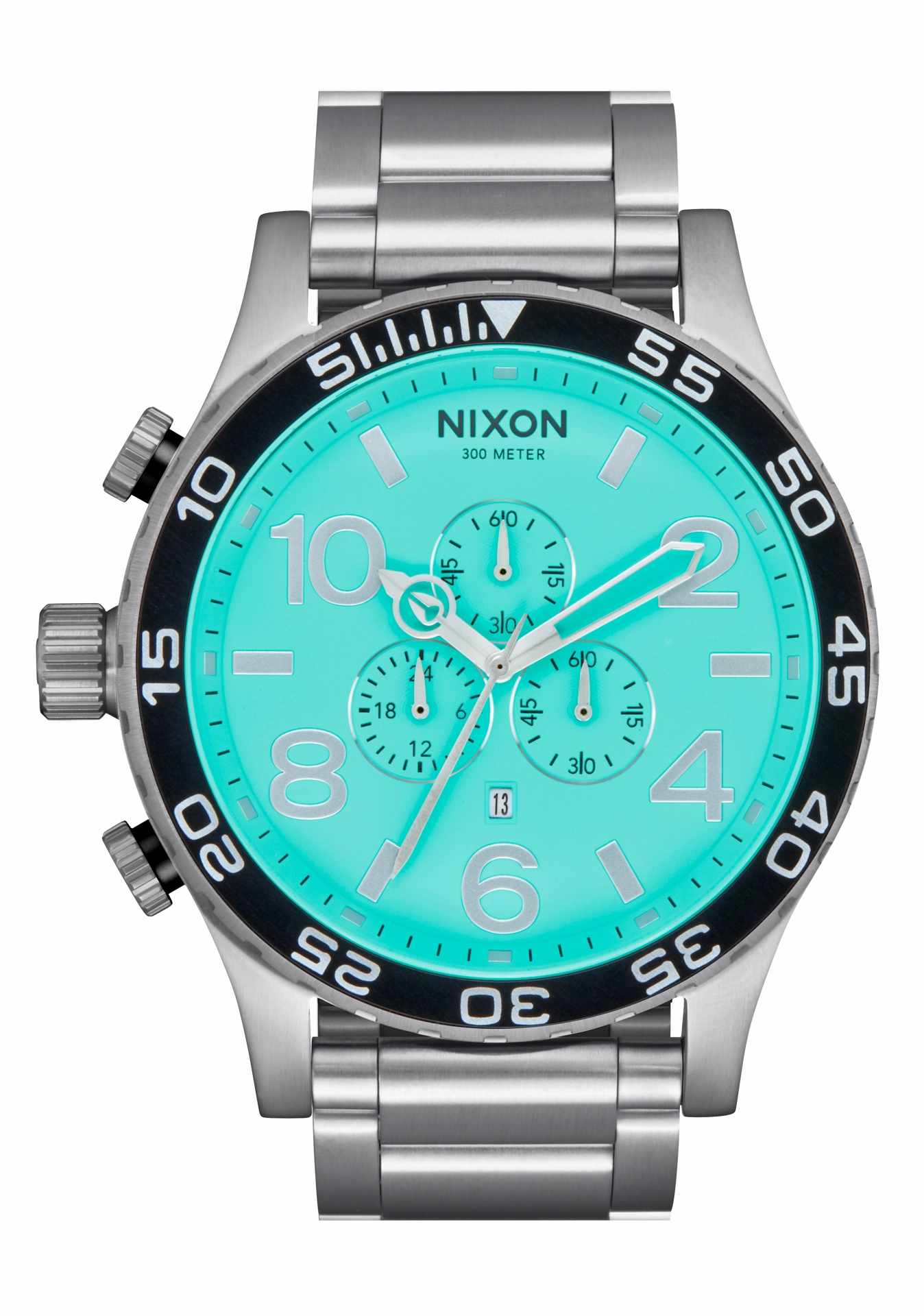 51-30 Chrono - Silver / Turquoise stainless-steel watches stainless steel watch bands stainless steel watches cheap