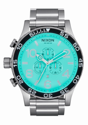 51-30 Chrono - Silver / Turquoise stainless-steel watches stainless steel watch bands stainless steel watches cheap