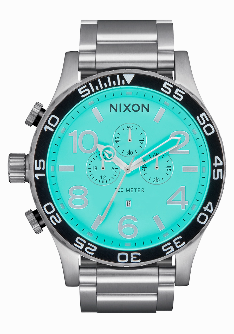 51-30 Chrono - Silver / Turquoise stainless-steel watches stainless steel watch bands stainless steel watches cheap