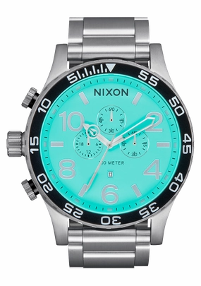 51-30 Chrono - Silver / Turquoise stainless-steel watches stainless steel watch bands stainless steel watches cheap