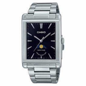    Analog Moon Phase Silver Stainless Steel Watch MTPM105D-1A 