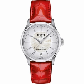    Chemin Des Tourelles Powermatic Red Leather Strap Women Watch T1392071611100 timex watches for men,timex watches for women