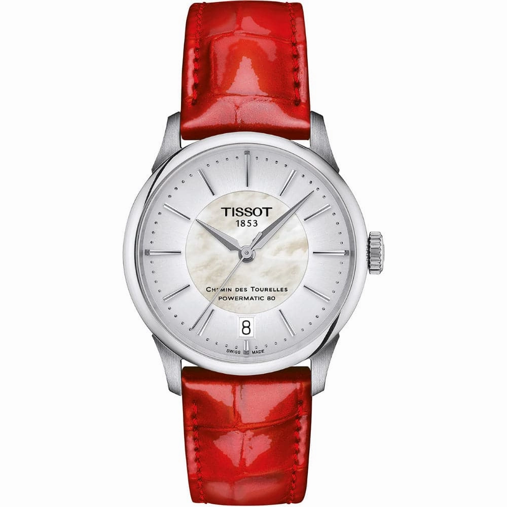    Chemin Des Tourelles Powermatic Red Leather Strap Women Watch T1392071611100 timex watches for men,timex watches for women