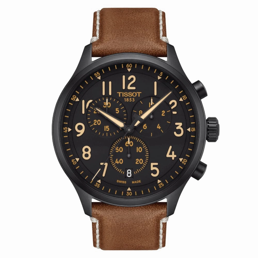    Chrono Chronograph Brown Leather Strap Men Watch T1166173605203 timex watches for men,timex watches for women