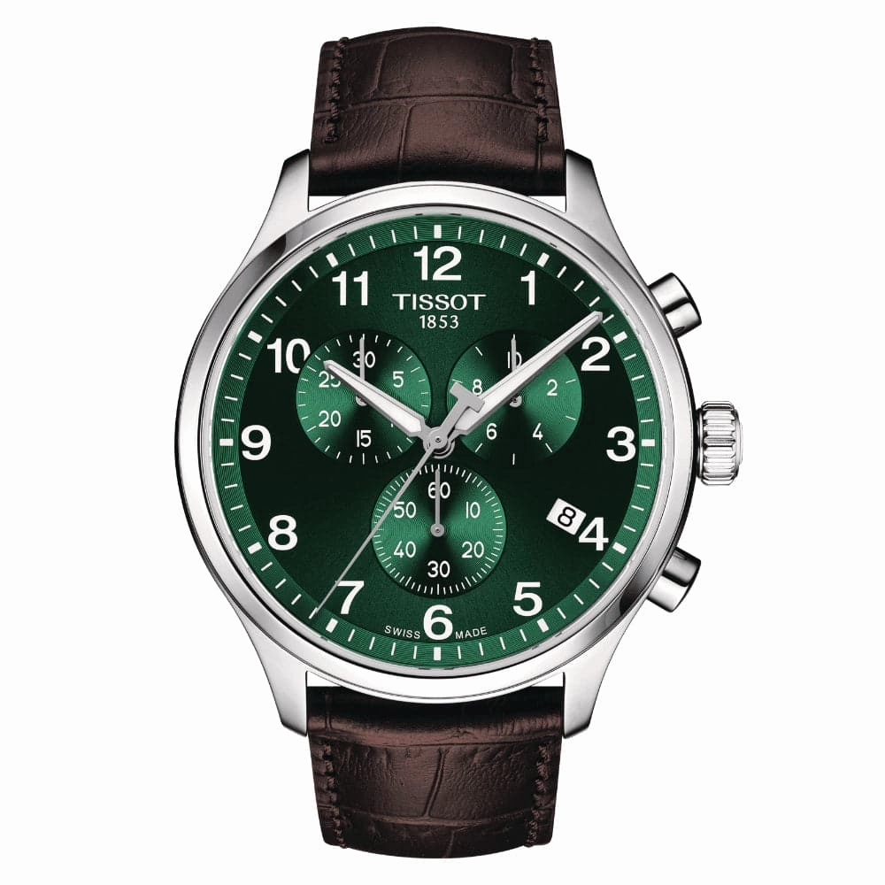    Chrono XL Classic Green Dial Brown Leather Strap Men Watch T1166171609200 timex watches for men,timex watches for women