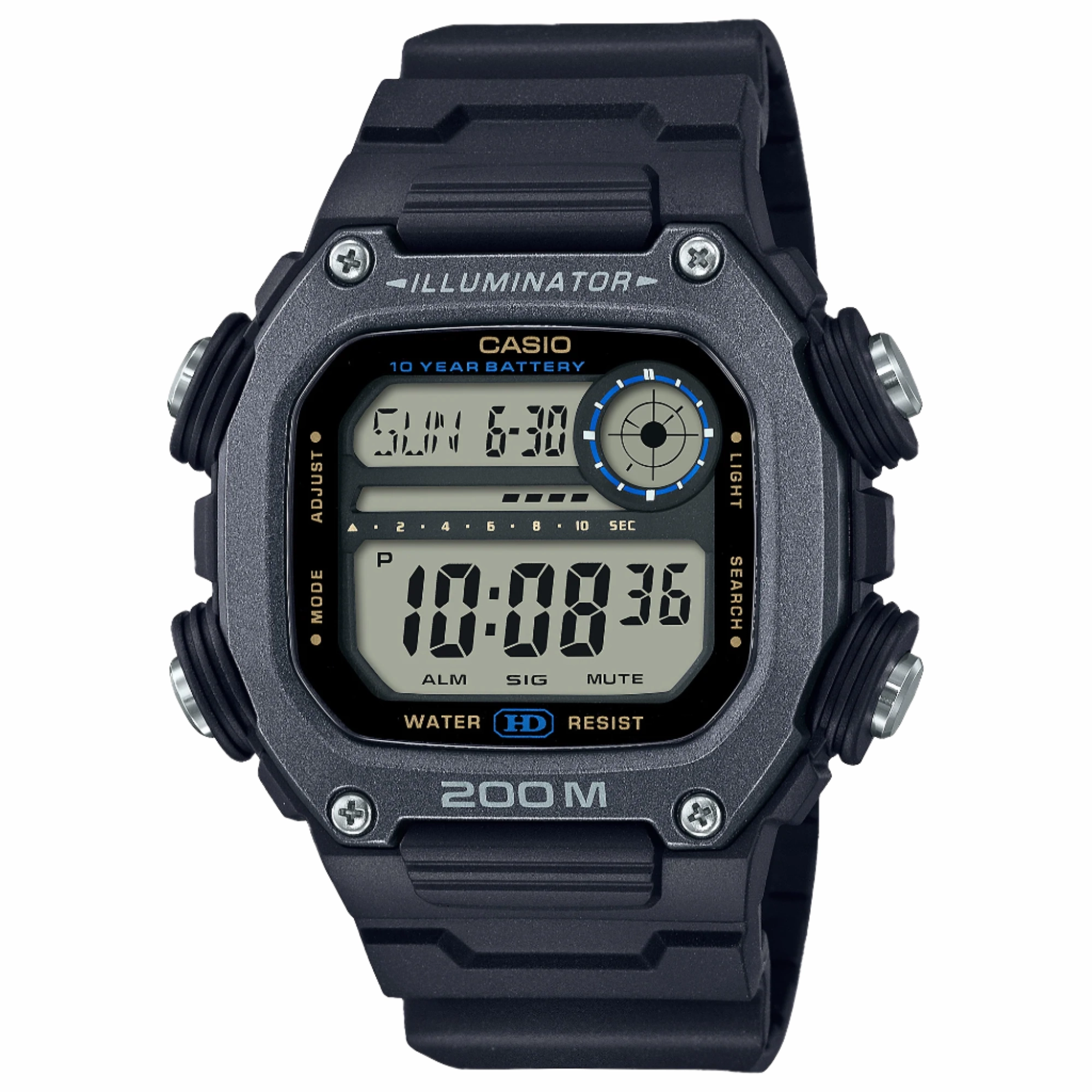    Digital Sports Grey Dial Black Resin Band Watch DW291HX-1A 
