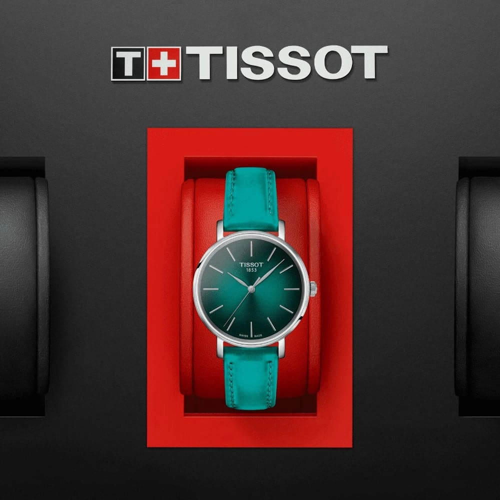    Everytime Turquoise Leather Strap Women Watch T1432101709100