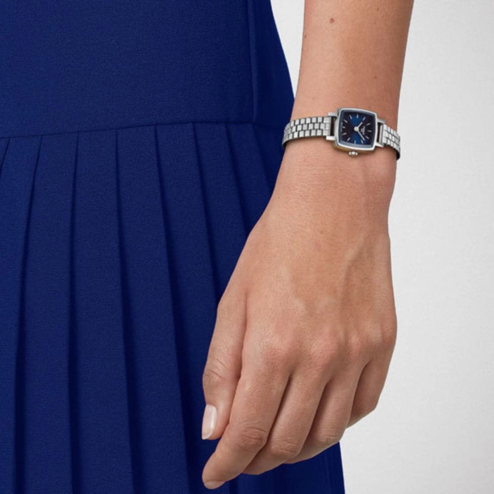    Lovely Square Blue Dial Silver Stainless Steel Strap Women Watch T0581091104101