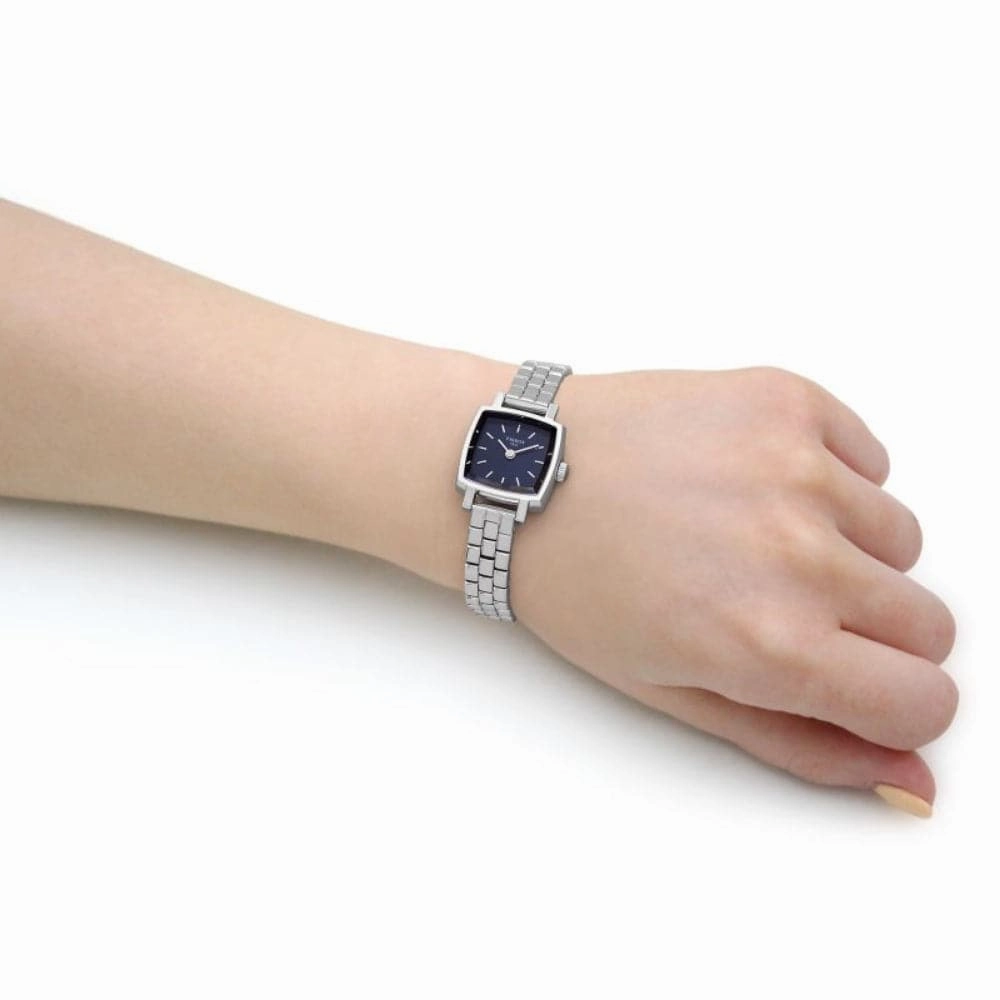    Lovely Square Blue Dial Silver Stainless Steel Strap Women Watch T0581091104101
