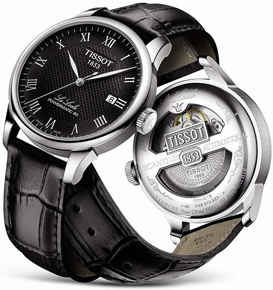   Men's Le Locle Stainless Steel Dress Watch Black T0064071605300