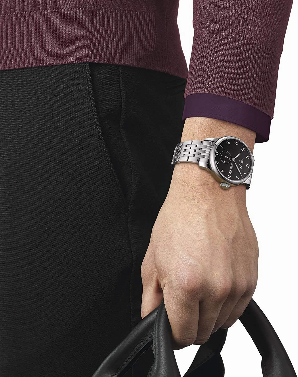    Men's Le Locle Swiss Automatic Watch with Stainless Steel Strap, Gray, 19 (Model: T0064281105200)