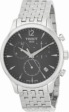    Men's T063.617.11.067.00 Stainless Steel Bracelet Chronograph Watch with Gray Dial and Date    affordable watches    limited edition watches luxury watches