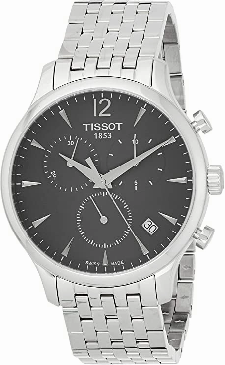   Men's T063.617.11.067.00 Stainless Steel Bracelet Chronograph Watch with Gray Dial and Date    affordable watches    limited edition watches luxury watches