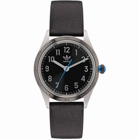    Men's Watch - Originals Silver Case Black Genuine Leather Strap | AOSY22528 