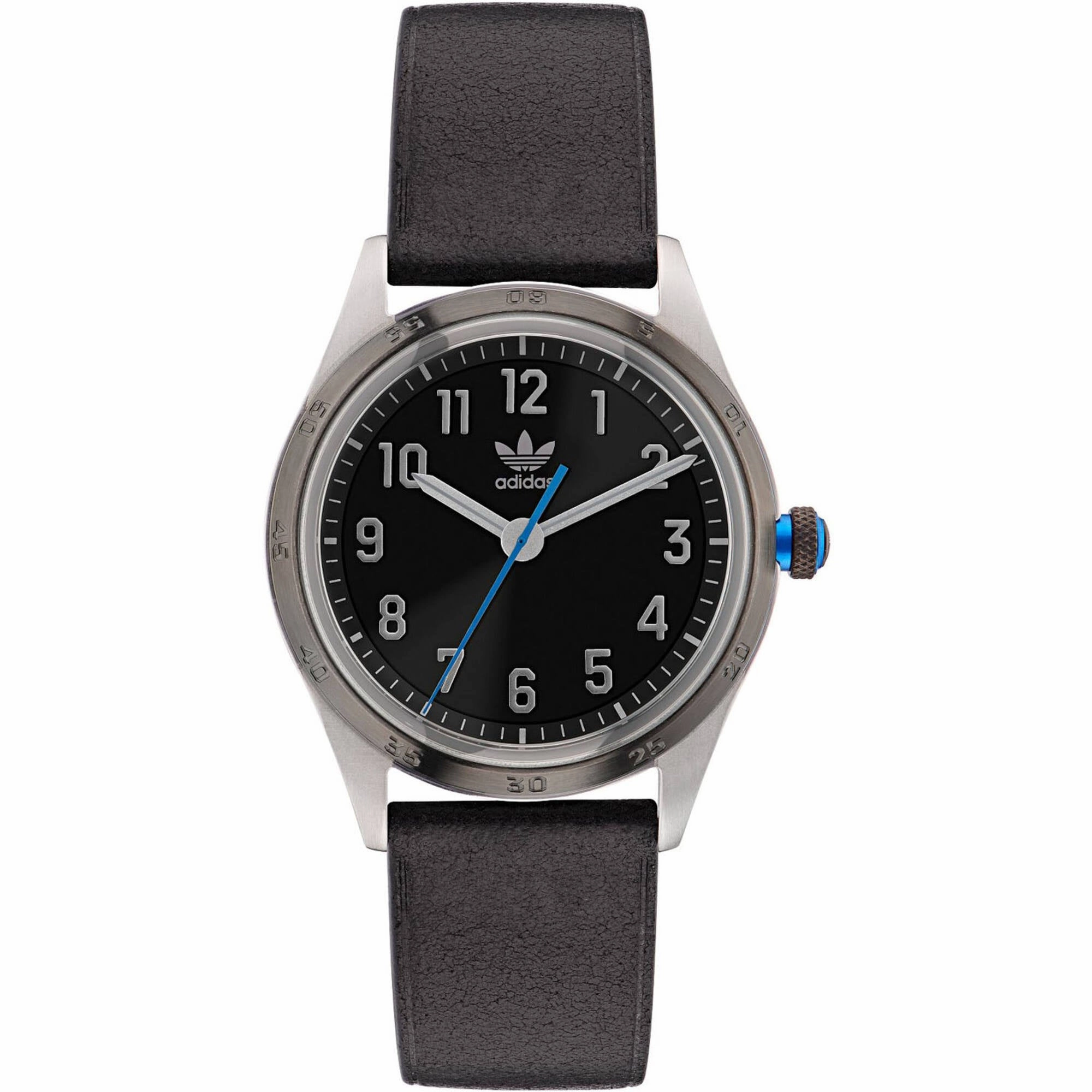    Men's Watch - Originals Silver Case Black Genuine Leather Strap | AOSY22528 men's watches best men's watches under $500 affordable men's watches men watches classic