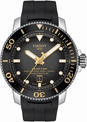    Mens    Seastar 2000 Professional Powermatic 80 316L Stainless Steel case Automatic Watch, Black, Rubber, 22 (T1206071744101)    affordable watches    limited edition watches luxury watches