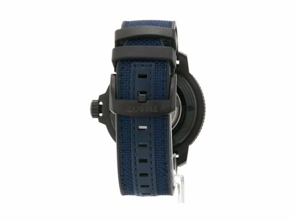    Mens    Seastar 2000 Professional Powermatic 80 316L Stainless Steel case with Black PVD Coating Automatic Watch, Blue/Black, Rubber, 22 (T1206073704100)