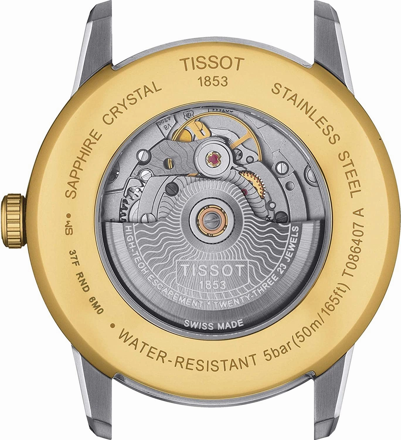    Mens Luxury Stainless Steel Dress Watch Yellow Gold 1N14,Grey T0864072203700