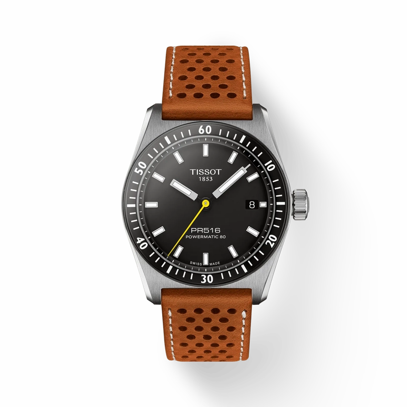    PR516 POWERMATIC 80 T1494071605100 38mm BLACK DIAL BROWN LEATHER STRAP WATCH timex watches for men,timex watches for women