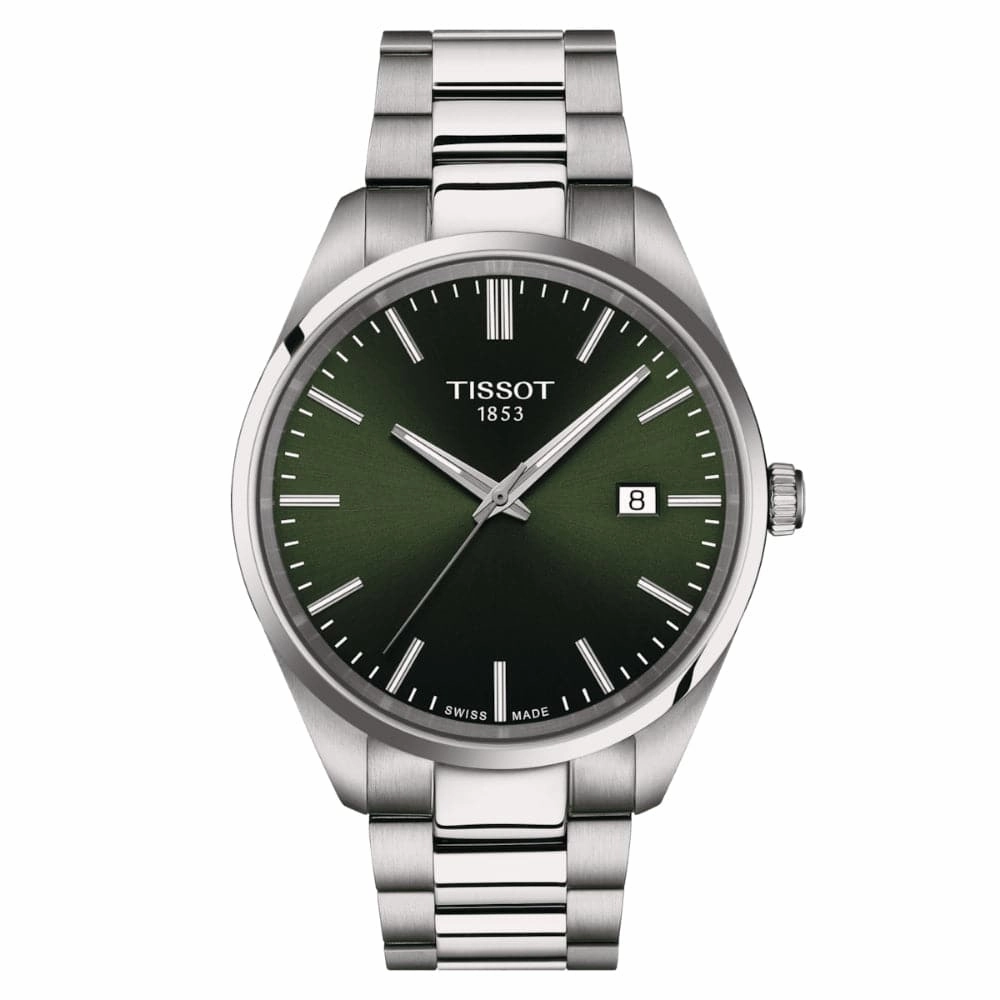    PR 100 Green Dial Silver Stainless Steel Strap Men Watch T1504101109100 timex watches for men,timex watches for women