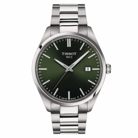    PR 100 Green Dial Silver Stainless Steel Strap Men Watch T1504101109100 timex watches for men,timex watches for women