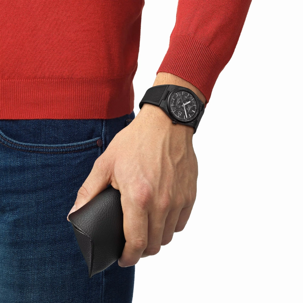    PRX Black Rubber Strap Men Watch T1379079720100