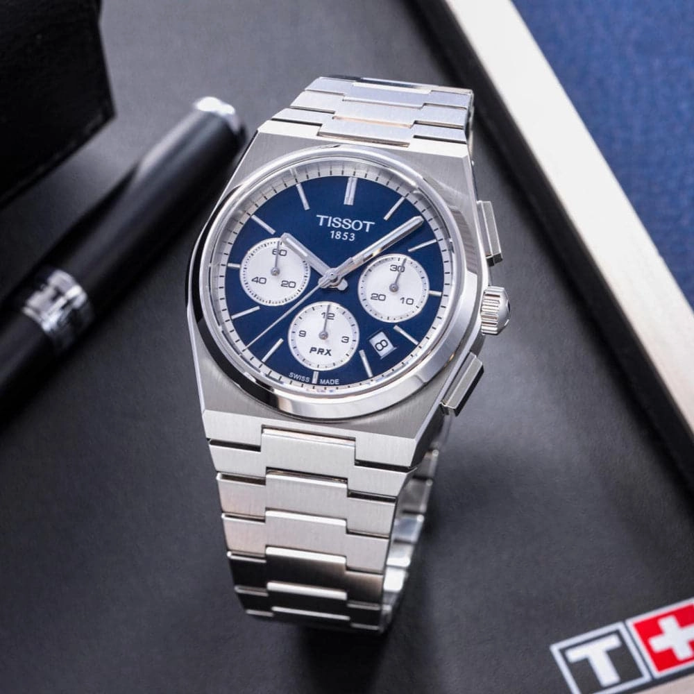    PRX Chronograph Blue Dial Silver Stainless Steel Strap Men Watch T1374271104100