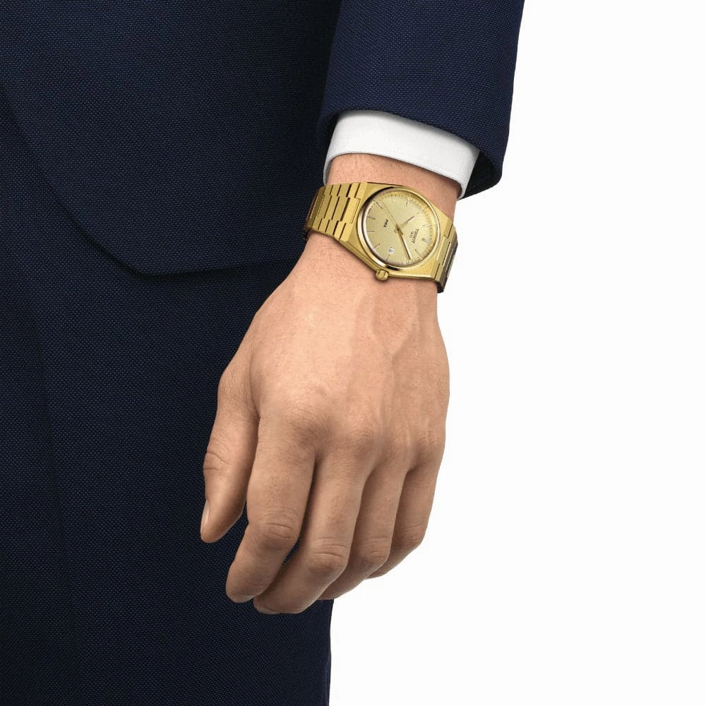    PRX T1374103302100 GOLD STAINLESS STEEL MEN WATCH