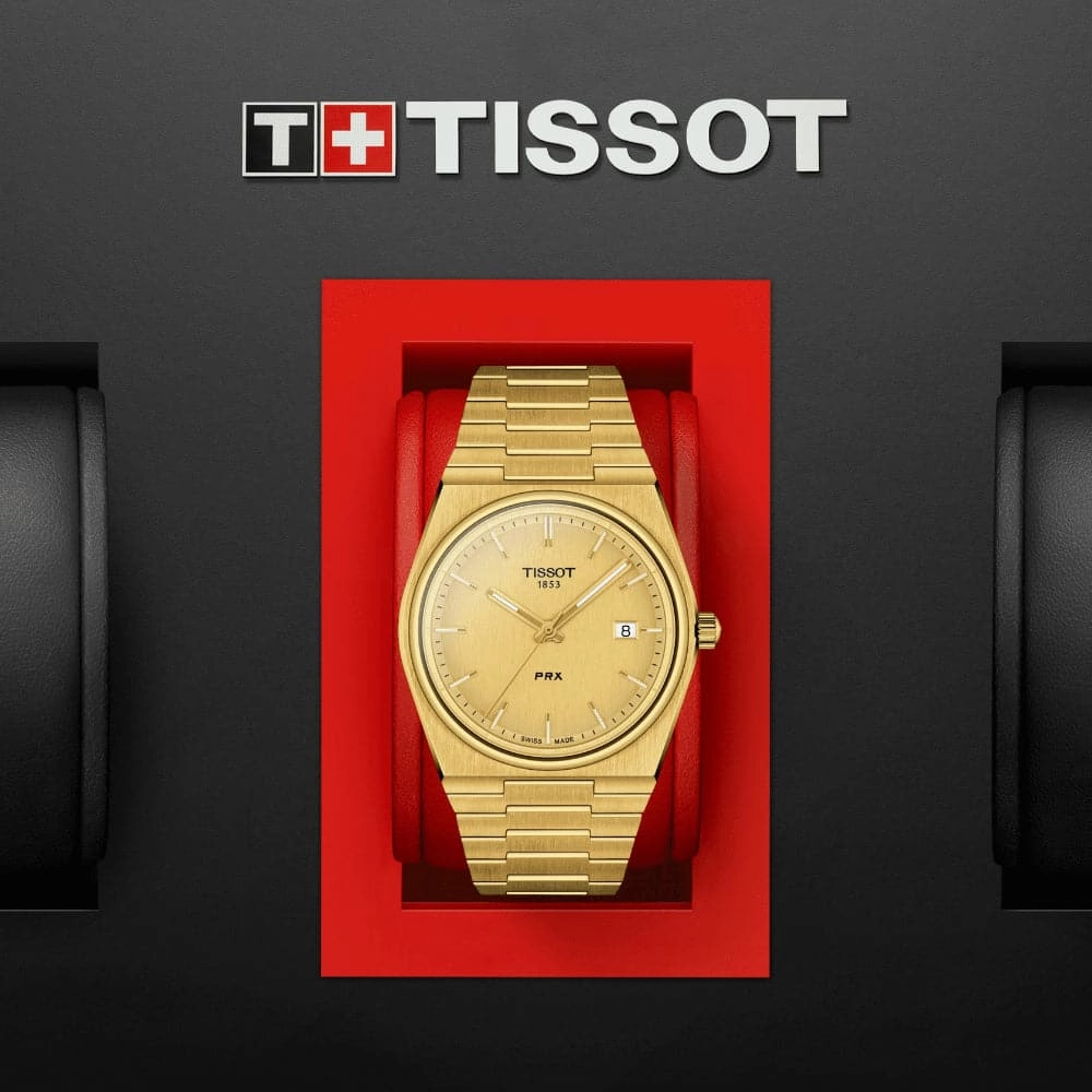    PRX T1374103302100 GOLD STAINLESS STEEL MEN WATCH