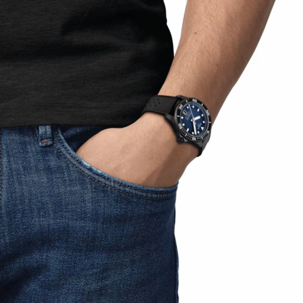   Seastar 1000 Powermatic 80 Black Rubber Strap Men's Watch T1208073704100