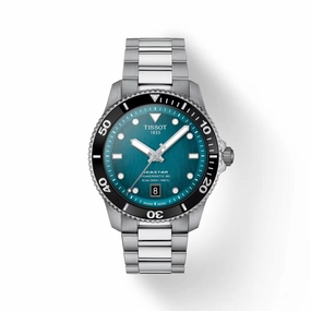    Seastar 1000 Powermatic 80 Stainless Graded Turquoise Black Dial Steel Men's Watch T1208071109100 timex watches for men,timex watches for women