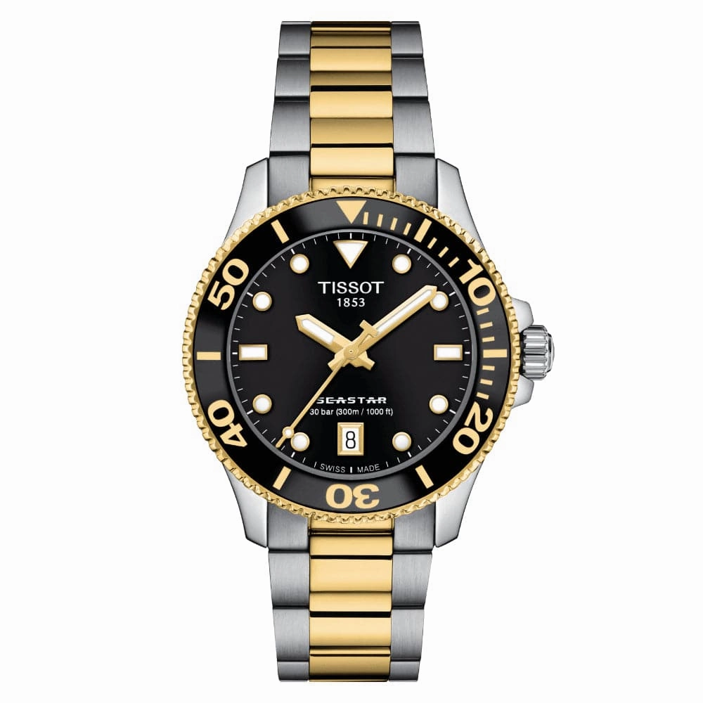    Seastar Two-Tone Stainless Steel Strap  Watch T1202102205100 timex watches for men,timex watches for women
