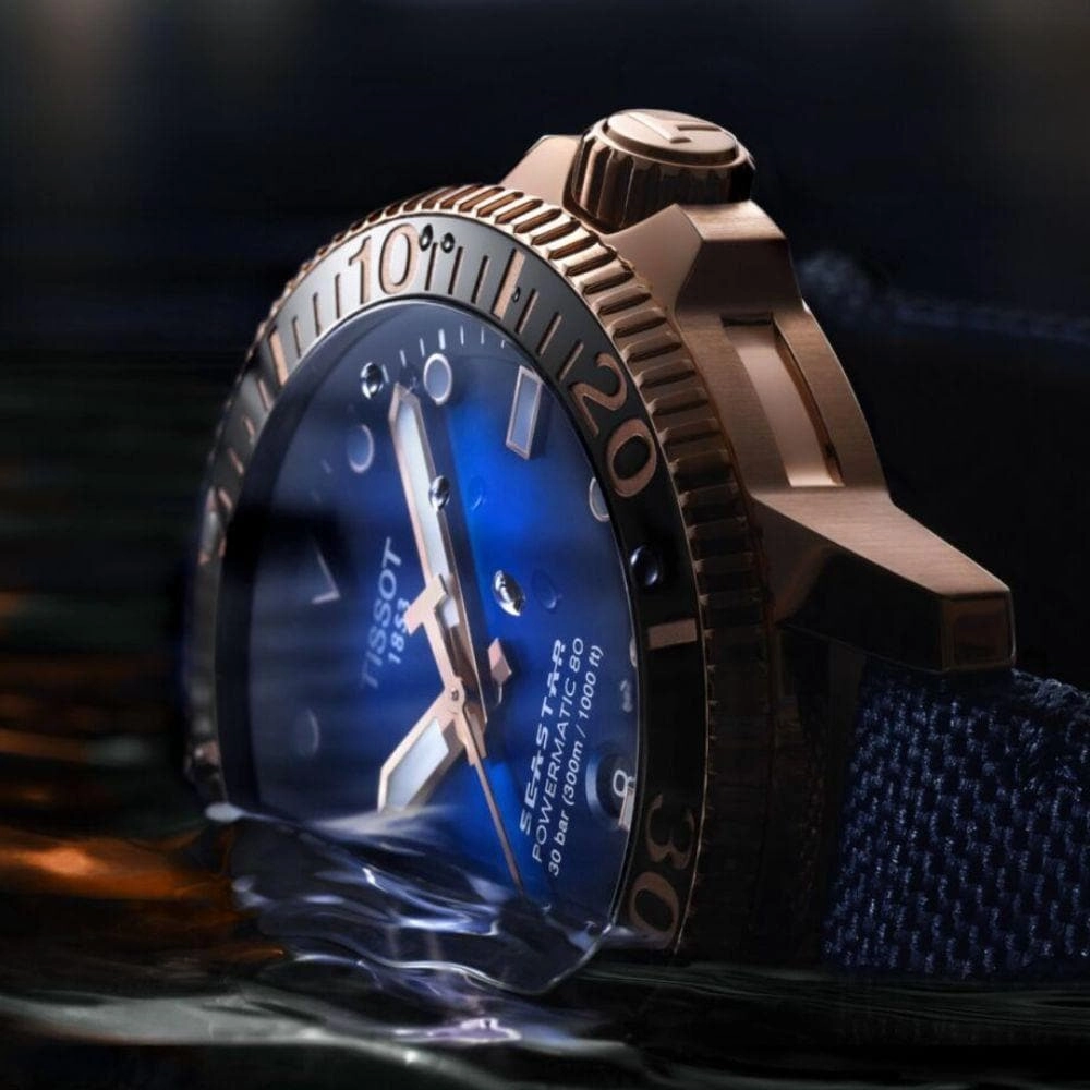    T1204073704100 SEASTAR 1000 POWERMATIC 80 BLUE FABRIC STRAP MEN'S WATCH
