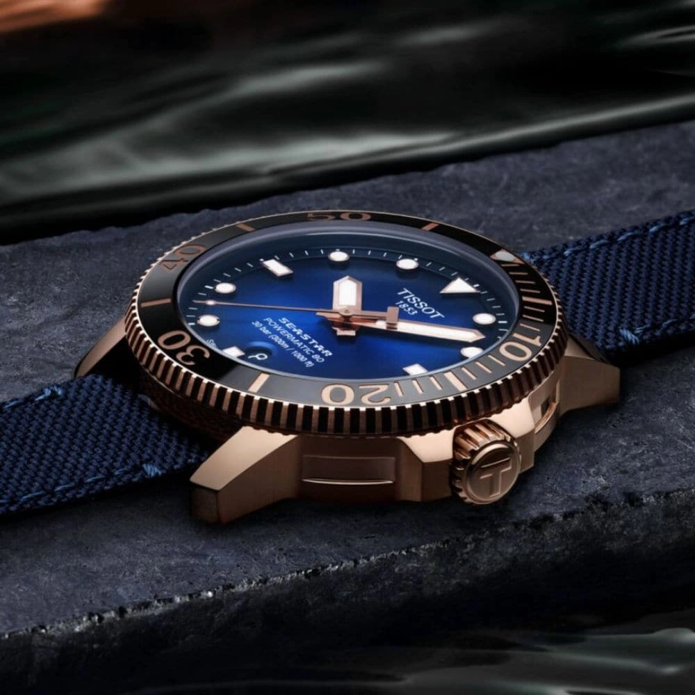    T1204073704100 SEASTAR 1000 POWERMATIC 80 BLUE FABRIC STRAP MEN'S WATCH
