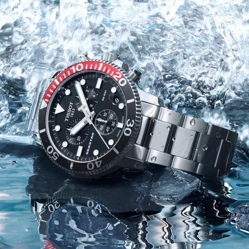   T1204171105101 SEASTAR BLACK DIAL STAINLESS STEEL MEN'S WATCH
