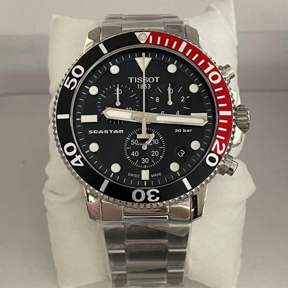    T1204171105101 SEASTAR BLACK DIAL STAINLESS STEEL MEN'S WATCH