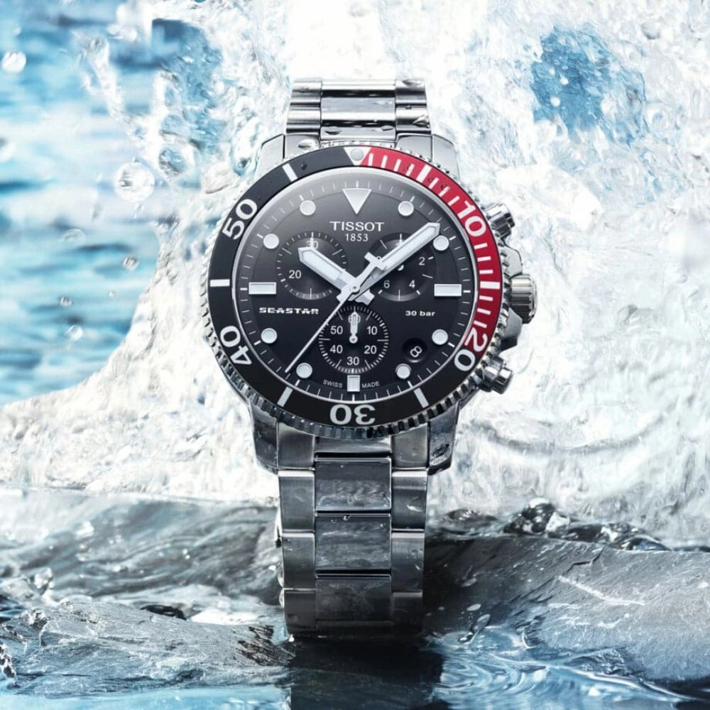    T1204171105101 SEASTAR BLACK DIAL STAINLESS STEEL MEN'S WATCH