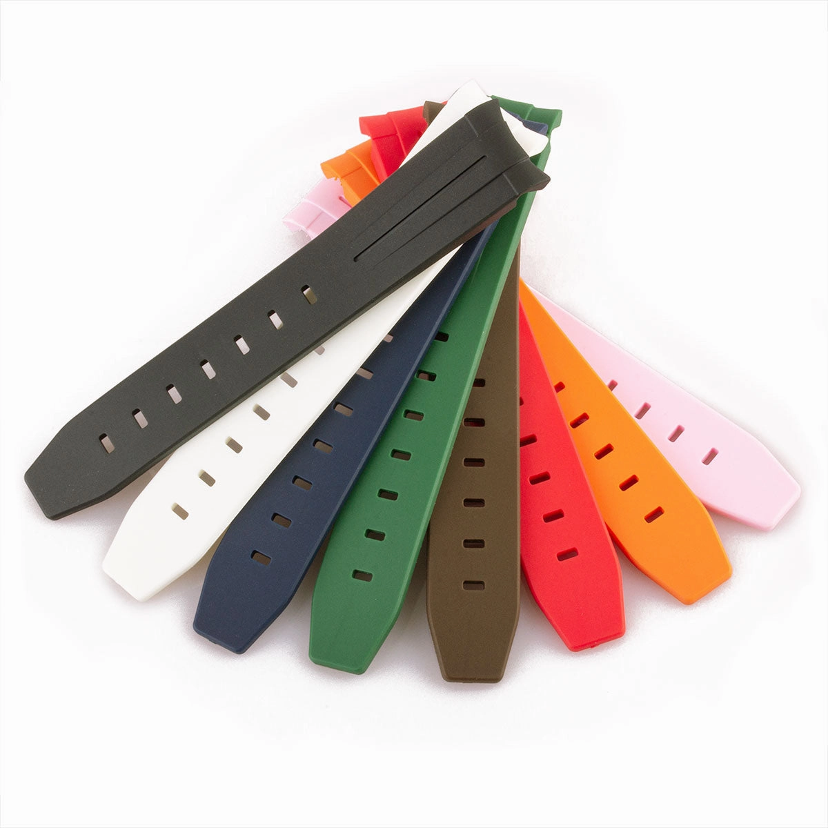 a??Rolex - FKM Rubber integrated watch band with tang buckle (black, blue, green, brown...)