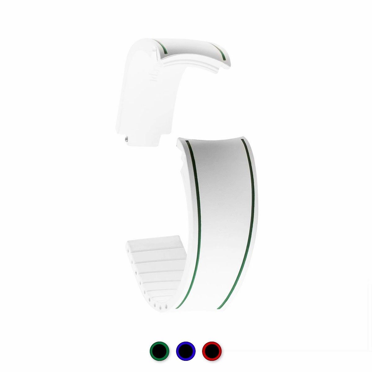 a??Rolex - "Duo" R Strap watch strap - Contrasted white rubber (red, blue, green)