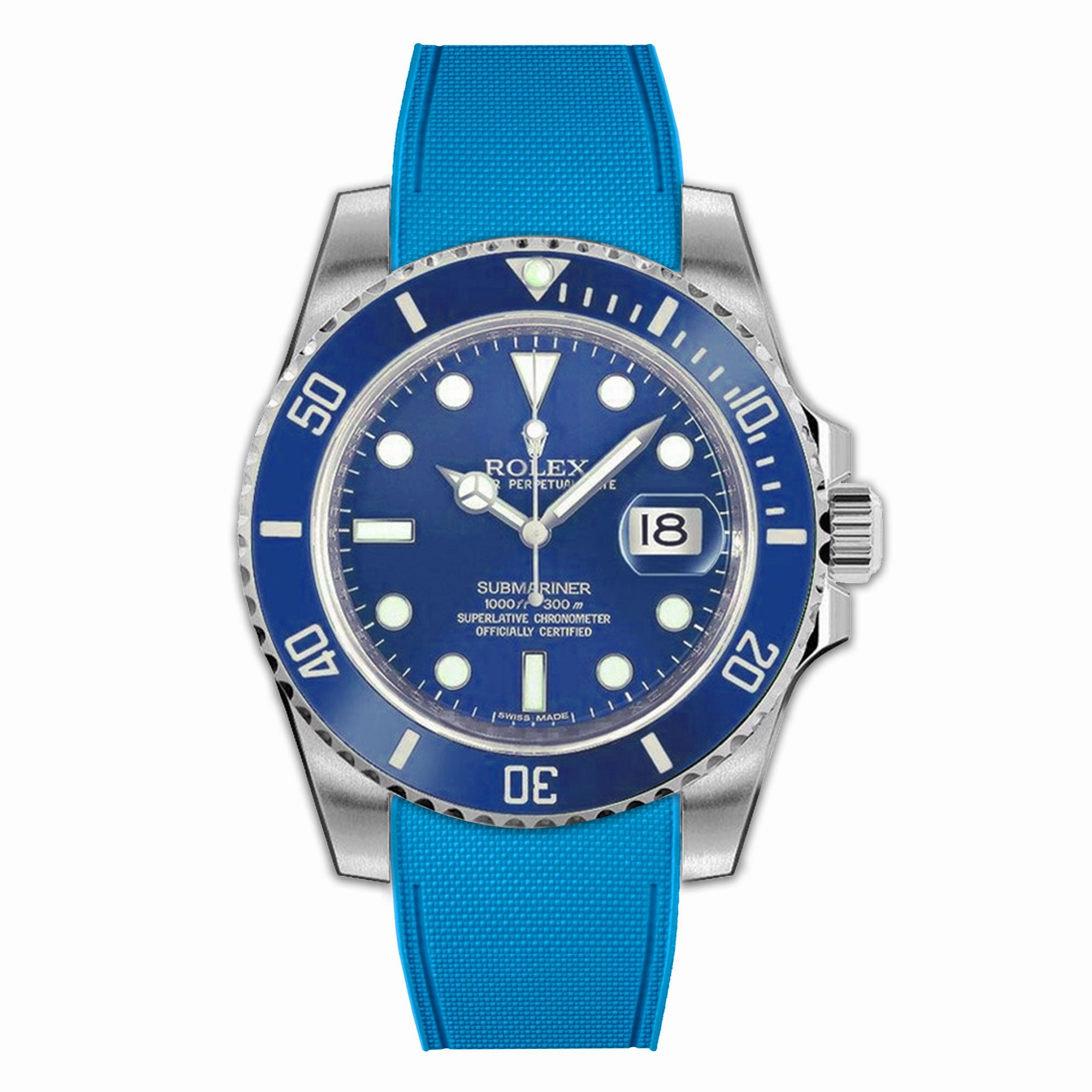 a??Rolex - R Strap Premium a?? Cordura pattern rubber watch band for ???Submariner 40mm ceramic (2010 - 2019) & Glidelock clasp.
