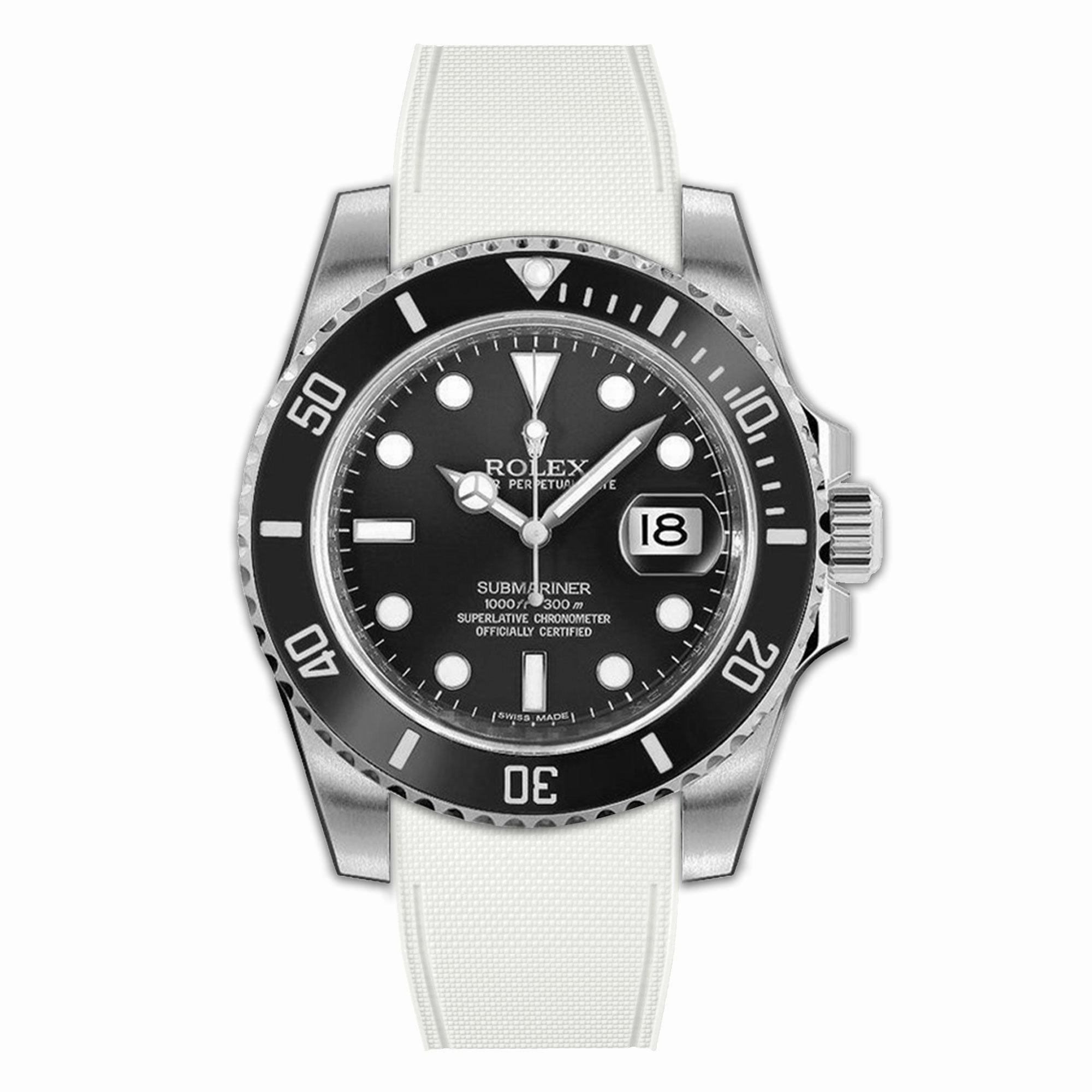 a??Rolex - R Strap Premium a?? Cordura pattern rubber watch band for ???Submariner 40mm ceramic (2010 - 2019) & Glidelock clasp.