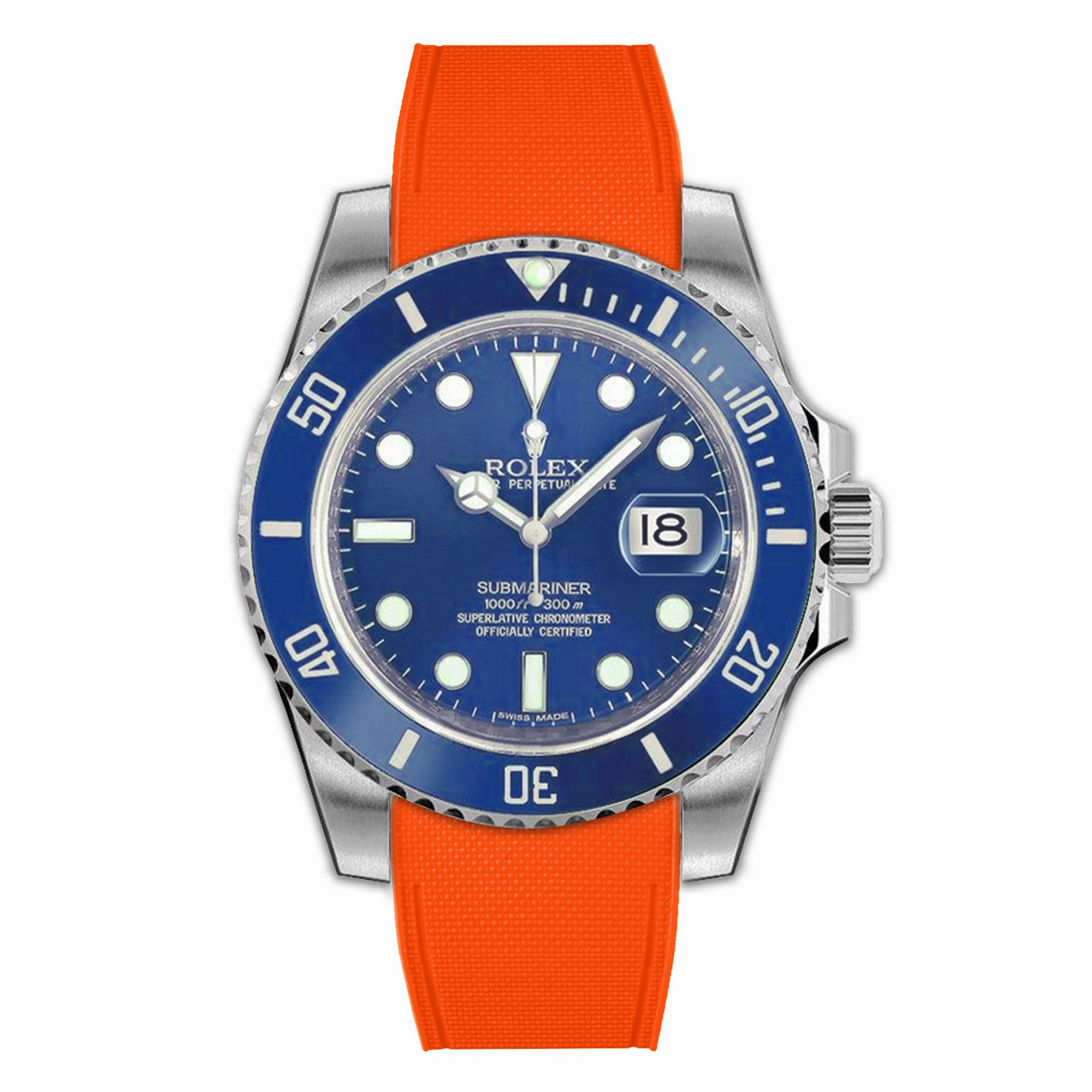 a??Rolex - R Strap Premium a?? Cordura pattern rubber watch band for ???Submariner 40mm ceramic (2010 - 2019) & Glidelock clasp.