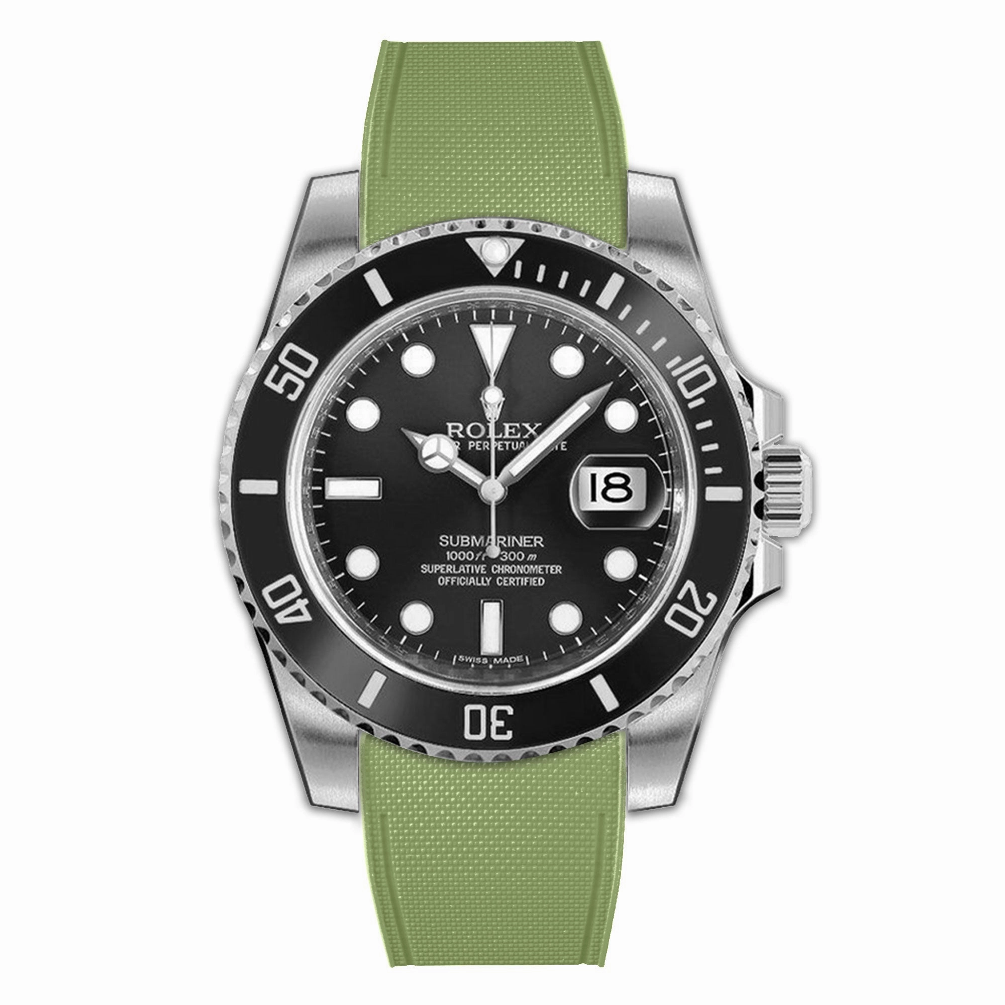 a??Rolex - R Strap Premium a?? Cordura pattern rubber watch band for ???Submariner 40mm ceramic (2010 - 2019) & Glidelock clasp.