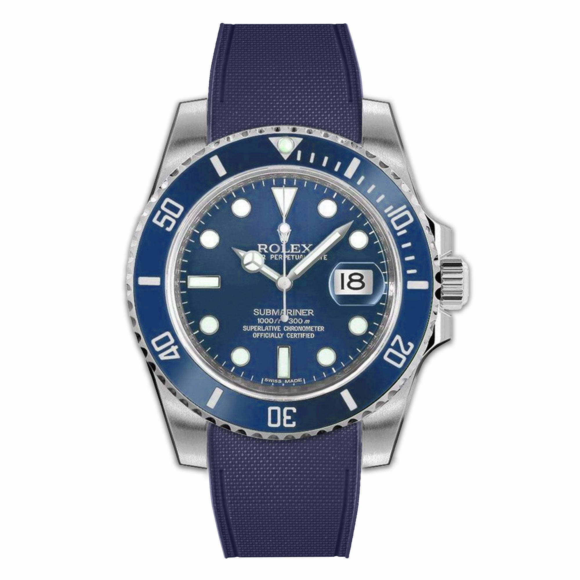 a??Rolex - R Strap Premium a?? Cordura pattern rubber watch band for ???Submariner 40mm ceramic (2010 - 2019) & Glidelock clasp.