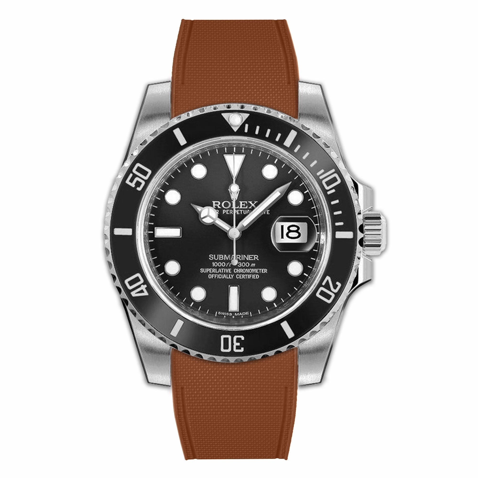 a??Rolex - R Strap Premium a?? Cordura pattern rubber watch band for ???Submariner 40mm ceramic (2010 - 2019) & Glidelock clasp.