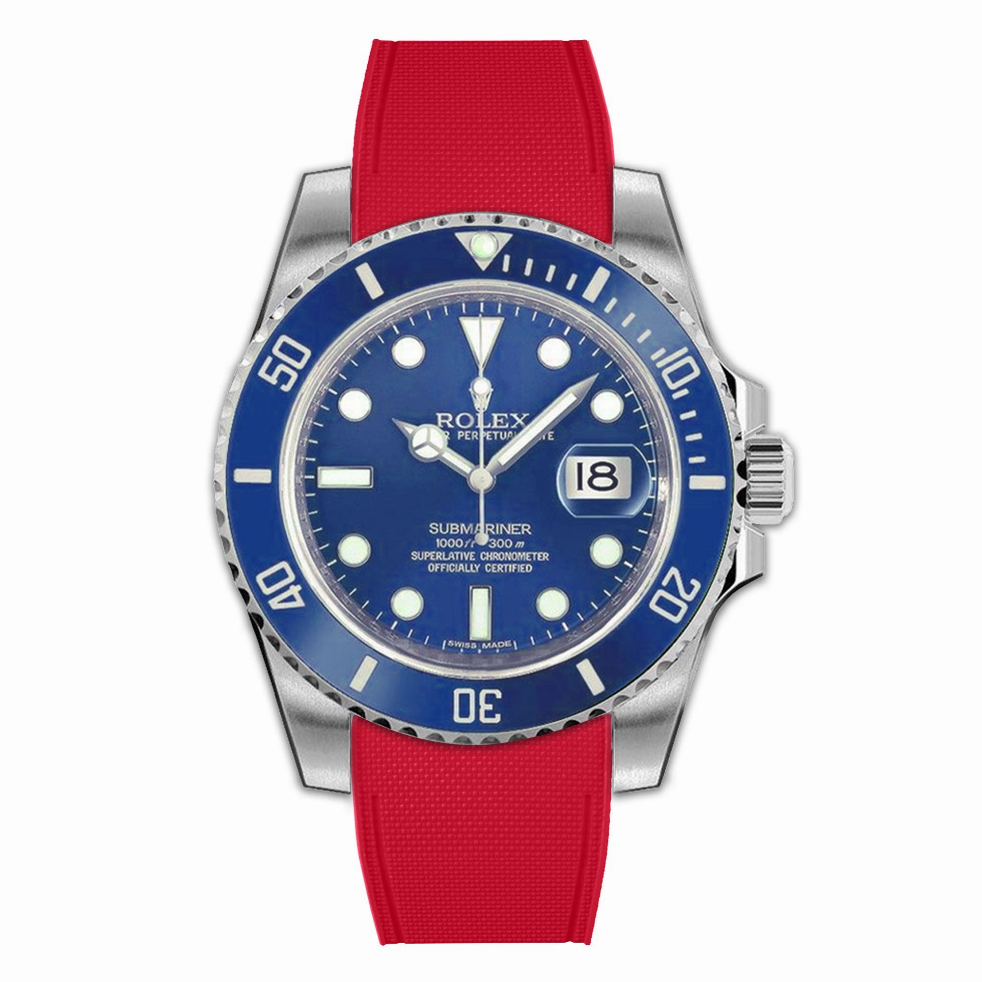 a??Rolex - R Strap Premium a?? Cordura pattern rubber watch band for ???Submariner 40mm ceramic (2010 - 2019) & Glidelock clasp.