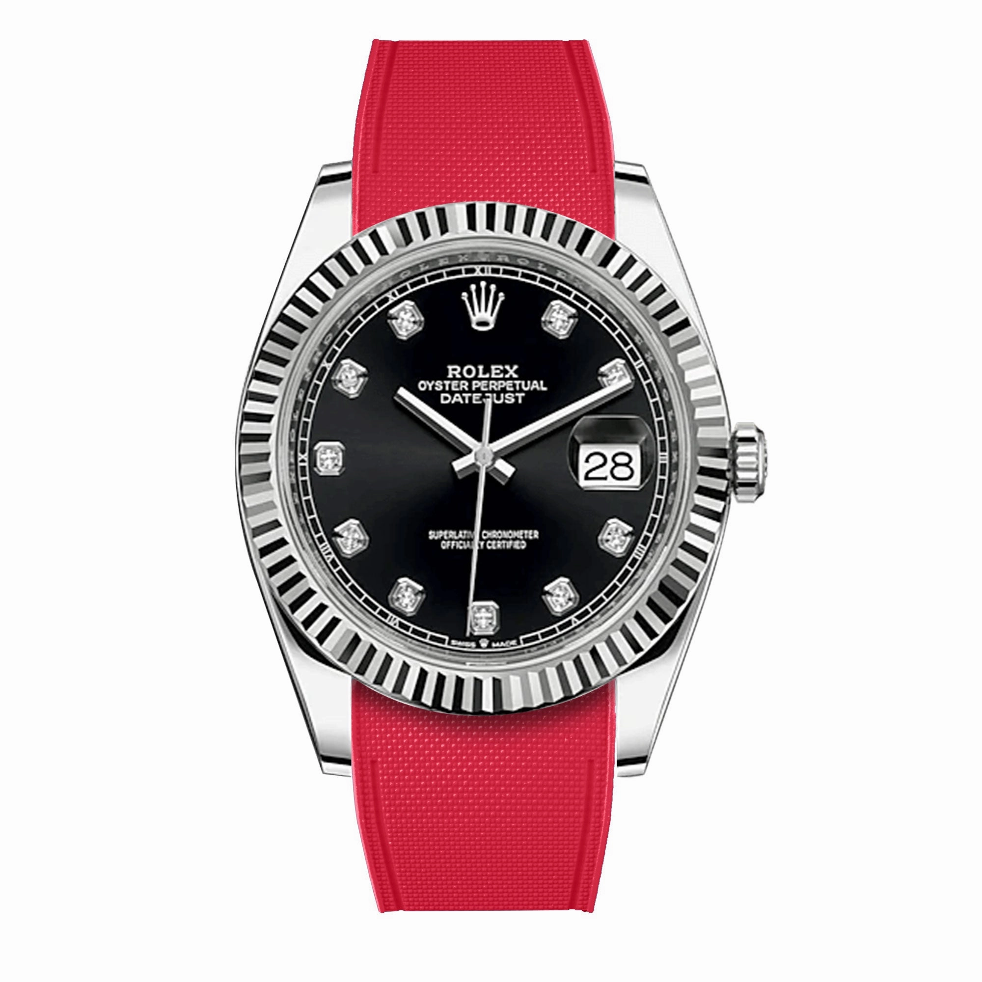 a??Rolex - R Strap Premium a?? Cordura pattern rubber watch band for Datejust 41mm II (pre-2016) & Oyster bracelet