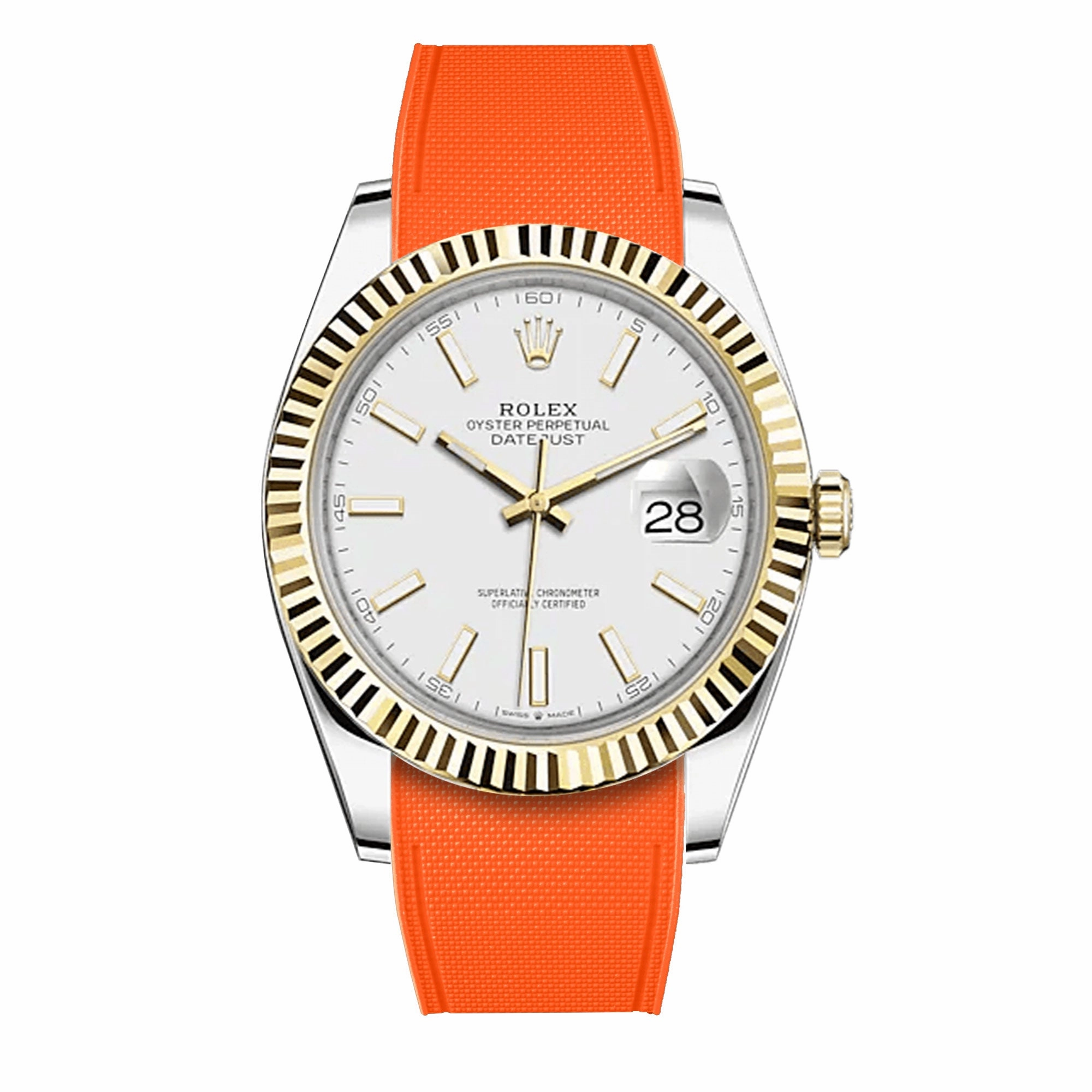 a??Rolex - R Strap Premium a?? Cordura pattern rubber watch band for Datejust 41mm II (pre-2016) & Oyster bracelet