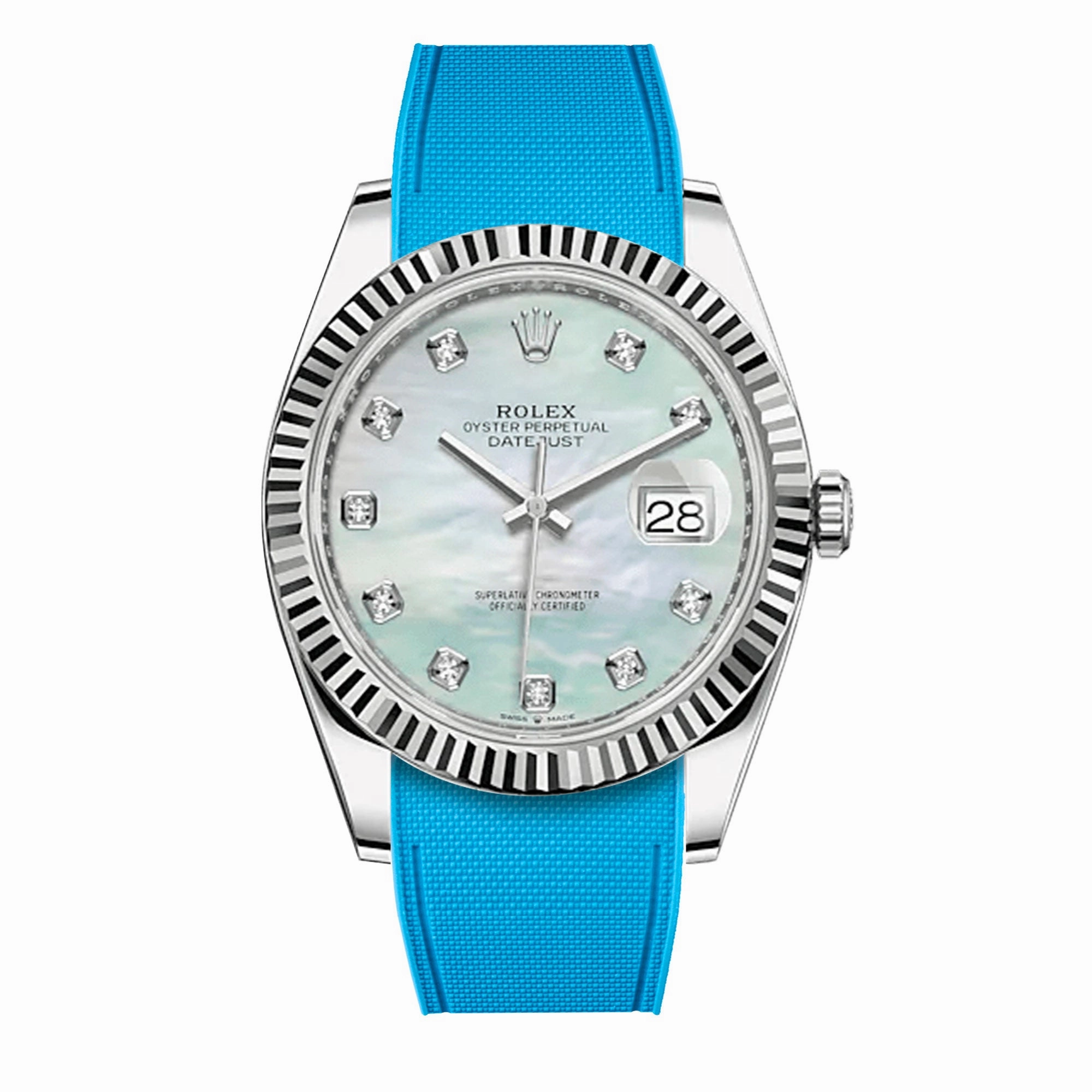 a??Rolex - R Strap Premium a?? Cordura pattern rubber watch band for Datejust 41mm II (pre-2016) & Oyster bracelet