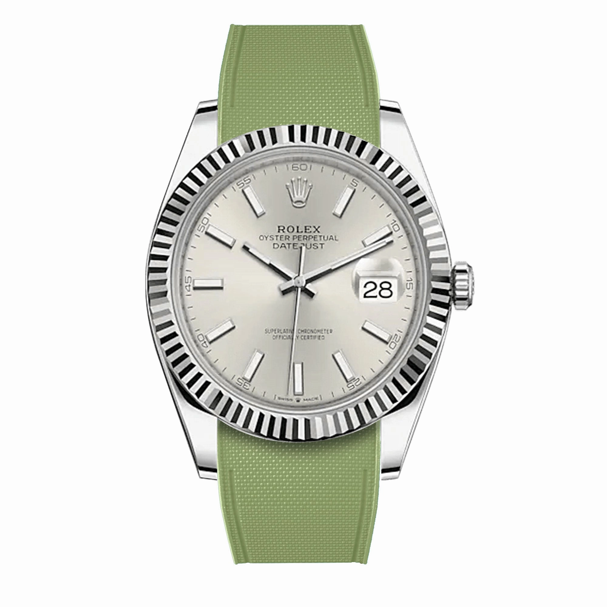 a??Rolex - R Strap Premium a?? Cordura pattern rubber watch band for Datejust 41mm II (pre-2016) & Oyster bracelet